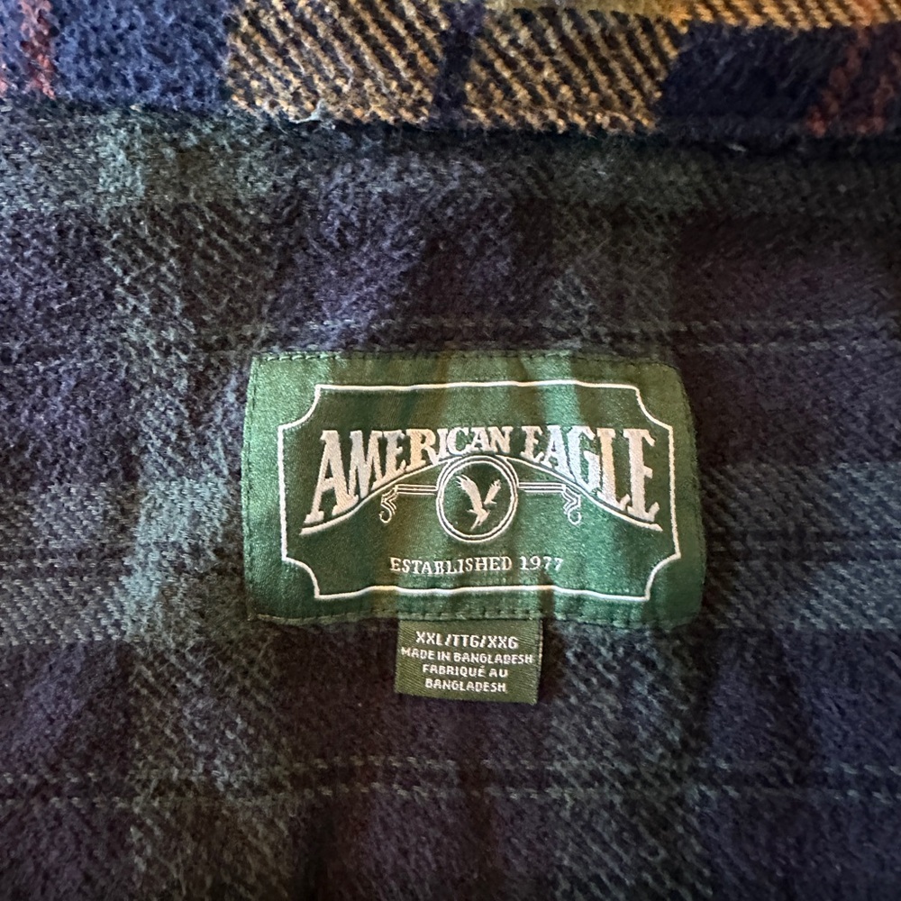 American Eagle Outfitters Blue and Green Plaid Shirt - Picture 3 of 3